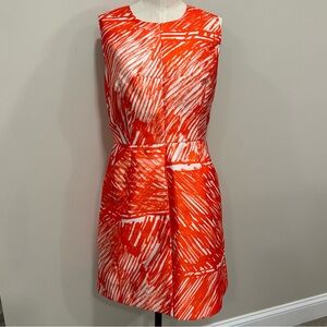 MILLY Sleeveless Orange Print A-line Mini Dress with Pockets Size 6